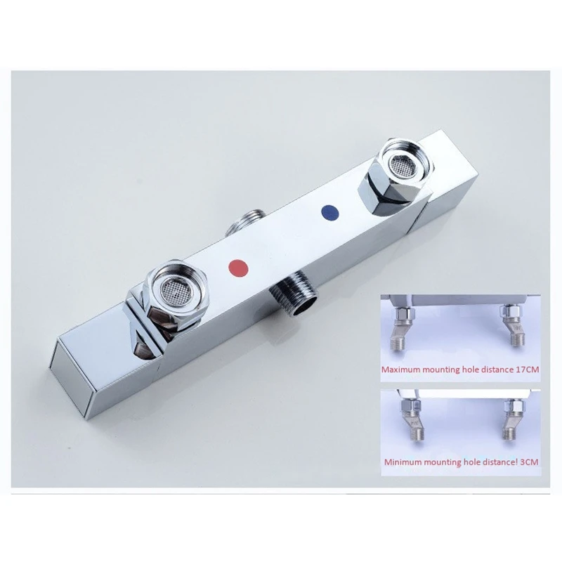 Квадратный хромированный Термостатический смеситель для душа латунный клапан