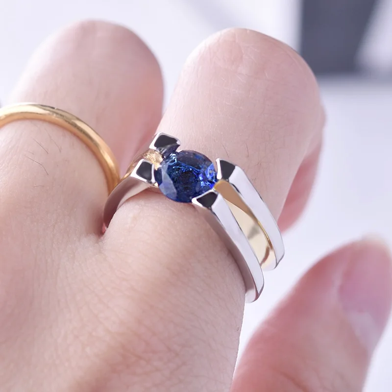 

OMHXZJ Jewelry Wholesale RR1148 European Fashion Woman Girl Party Birthday Wedding Gift Geometric Zircon 18KT White Gold Ring