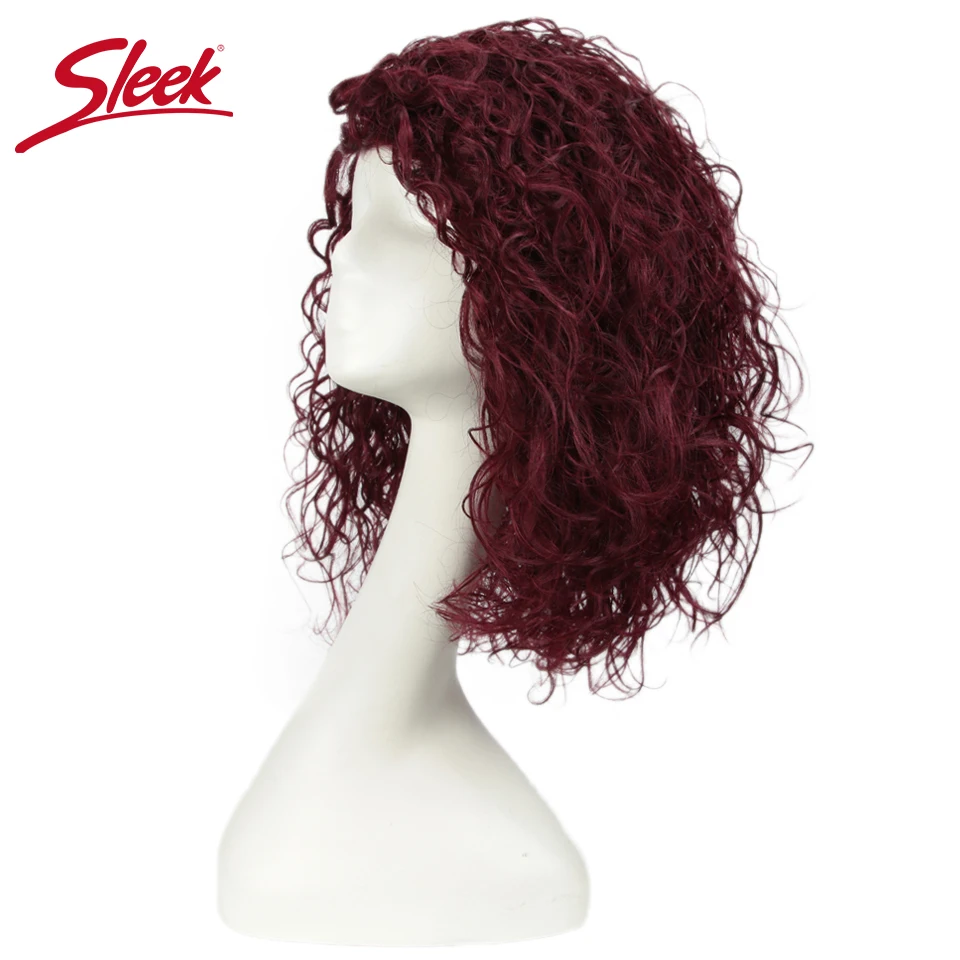 Sleek короткие парики из человеческих волос 100% несекущиеся бразильские вьющиеся
