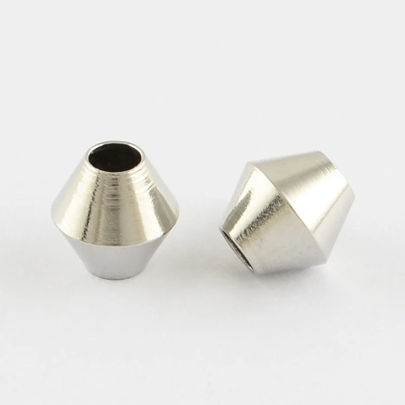 200 piezas-Cuentas de acero inoxidable bicono, cuentas espaciadoras sueltas para la fabricación de joyas DIY, pulsera, collar, agujero: 2,5mm