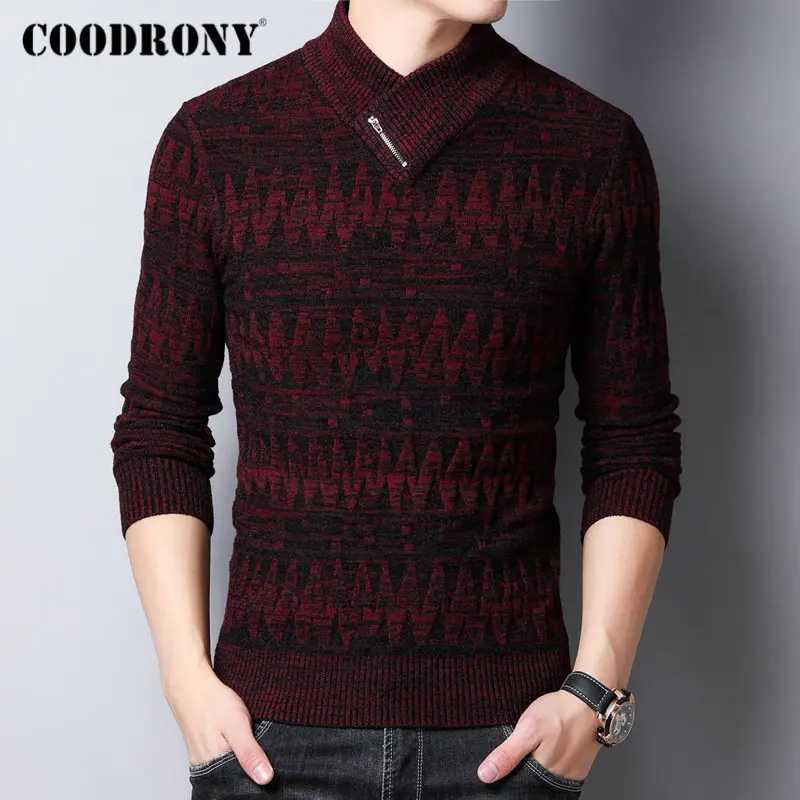 Бренд COODRONY зимний мужской свитер хлопковый толстый теплый водолазка свитера