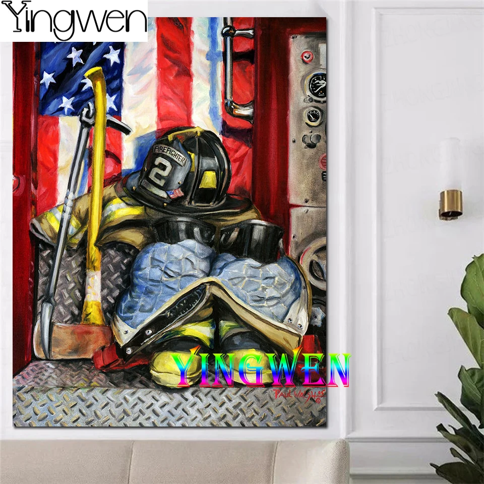 

Fireman Diamond Painting Symbols Of Heroism DIY Full Diamond Embroidery Cross Stitch Kits 5D Diamond Mosaic Painting Decor Art