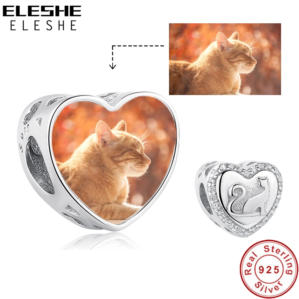 ELESHE браслет шарма Серебро 925 Оригинальный Стерлингового Серебра в виде кошки и