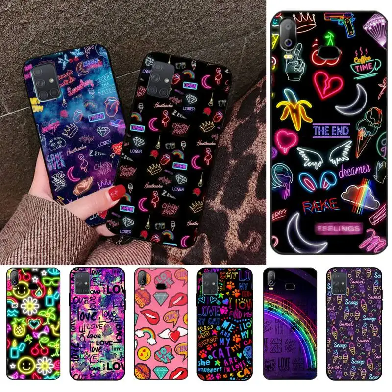 CUTEWANAN неоновый свет Любовь ТПУ чехлы для мобильного телефона из мягкого силикона
