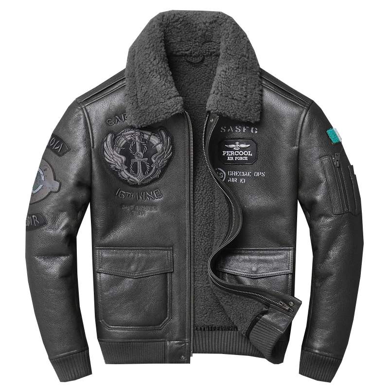 

Men's 2020 New Leather Jacket Men Genuine Classic jaket kulit asli pria Motorcycle sheepskin jacket
