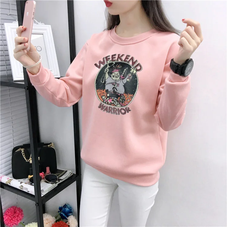 

Плюшевый свитер с вырезом лодочкой и принтом; Новинка; Базовая Толстовка в стиле Харадзюку; Простая осенне-зимняя 2021 Wn *