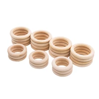 natural wood circle baby teething beads wooden ring diy crafts embellishment for jewelry making kids toy ornaments accessories