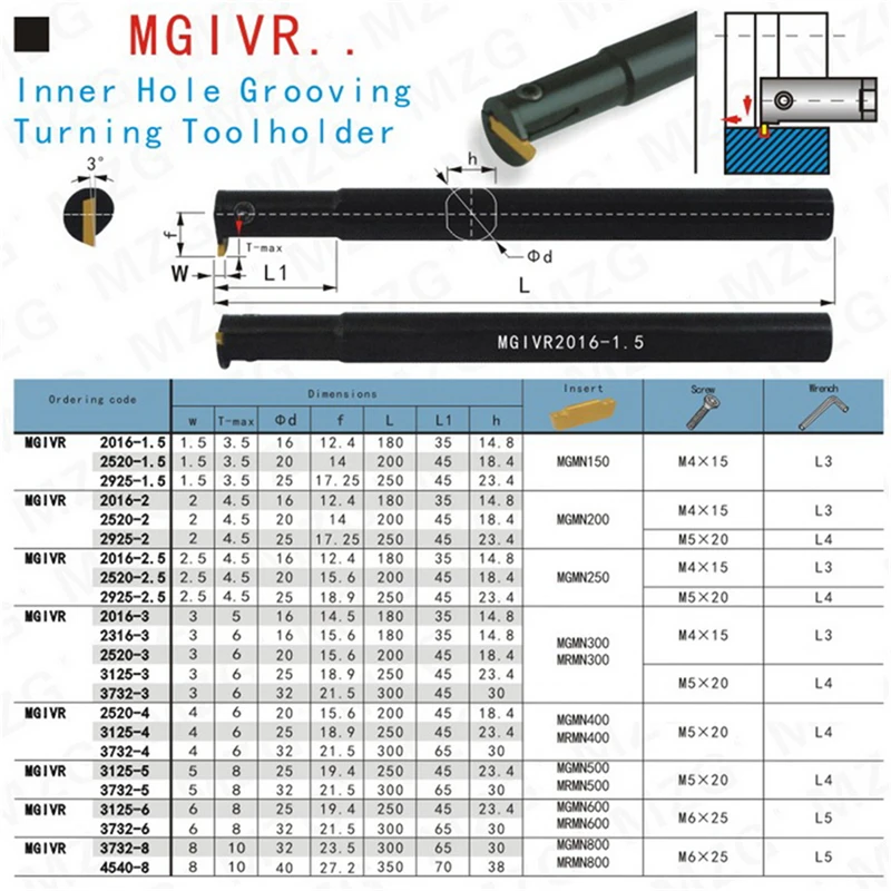MOSASK MGIVR2016-1.5 Toolholders MGIVR Boring Bar CNC Lathe Arbor Machining Cutter Inner Hole Grooving Tool