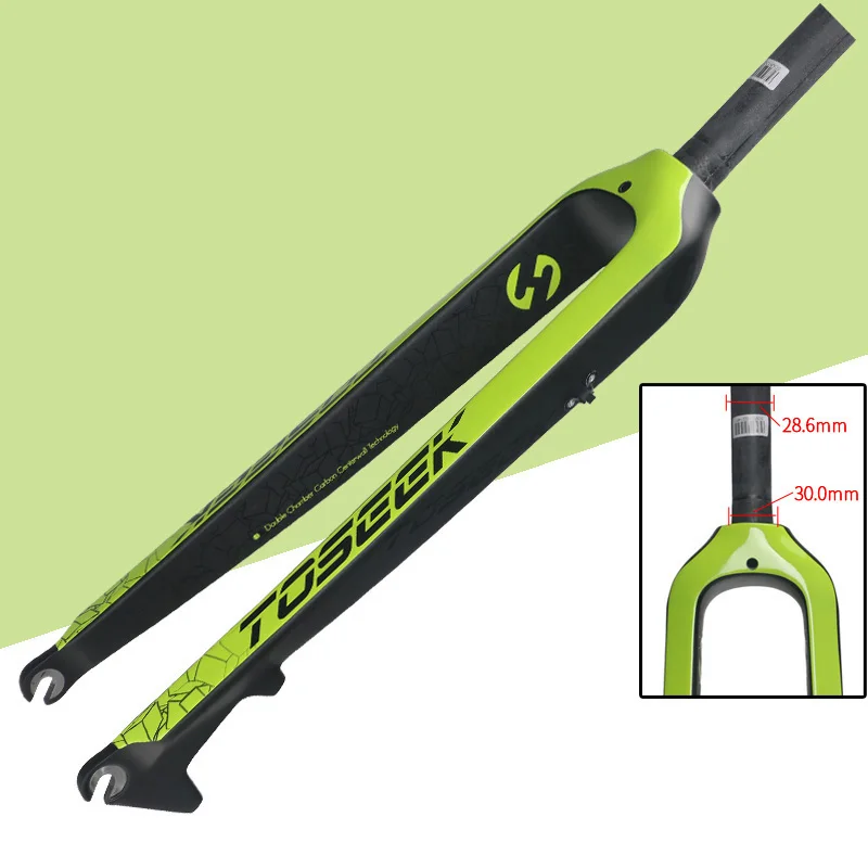 Велосипедная вилка TOSEEK из углеродного волокна 26/2018/29 дюймов зеленая для