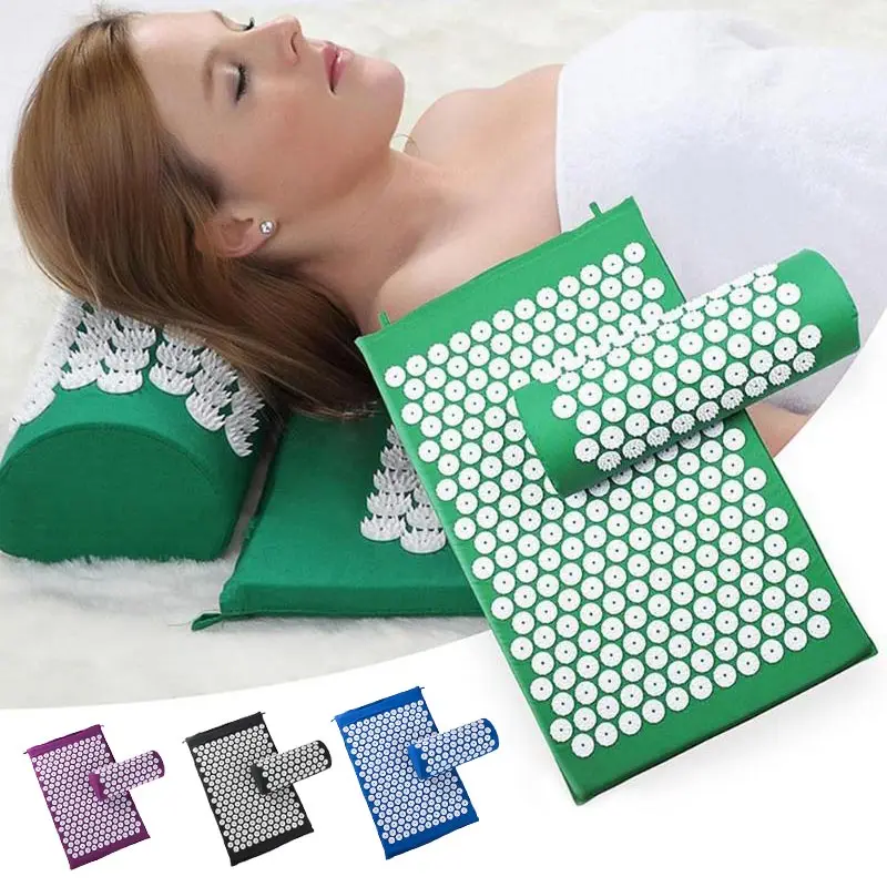 

Acupressure Mat Massage Relieve Stress Back Body Pain Spike Cushion Yoga Acupuncture Mat