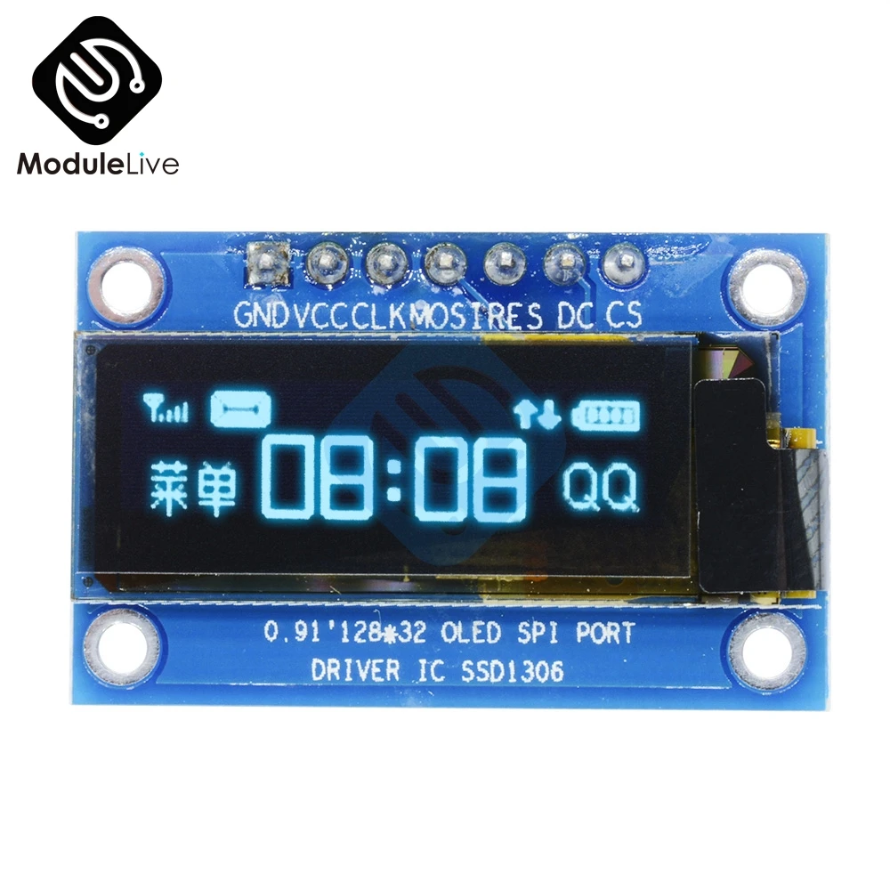 Модуль SSD1306 для самостоятельной сборки 0 91 дюйма SPI 128x32 12832 белый/синий цифровой OLED