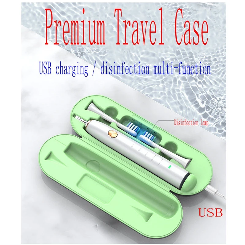 

Electric Toothbrush USB Inductive Charging Toothbrush Adults Electric Toothbrush 2 Brush Heads & Travel Case