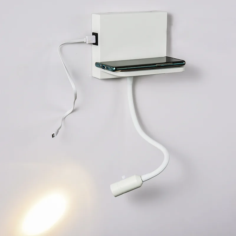 

Hot бра настенное хрусталь Usb Charge Room Beside Goosehold Wall Lamp Wireless Charge Led 3 W Lampara Muro New Design Lampara