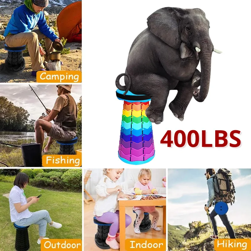 Retractable Folding Stool for Adult Kids Camping Travel Fishing Outdoor Indoor Portable Rainbow Chair | Мебель
