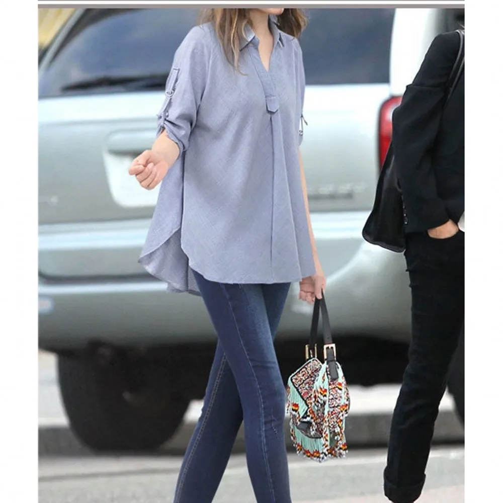 Chemisier manches mi-longues à revers pour femmes, ample, Slim, polyvalent, mi-long, disponible en trois couleurs, nouvelle collection été