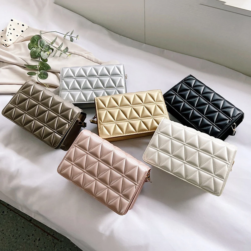 

Women 's Hand Bag Vintage Lingge Pure Color PU Leather Shoulder Bags for Women Casual Crossbody Bags Square Flap Shopper Handbag