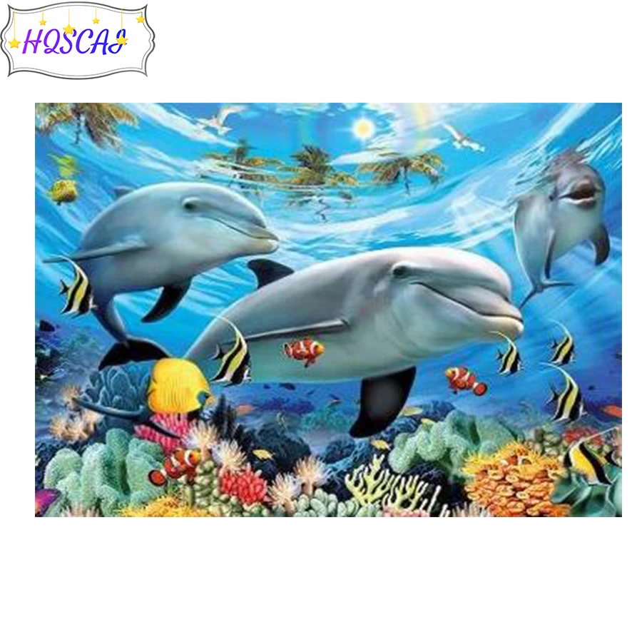 

5D DIY Diamond Painting Dolphin animal full round/square drill Cross Stitch Diamond Embroidery 3d art New Handicrafts Home Decor