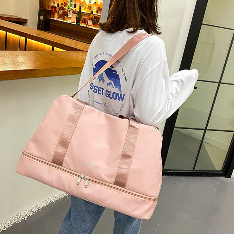New Women's Fitness Bag Portable Travel Bag Large Capacity  Dry Wet Separation Waterproof Luggage Bag 2021