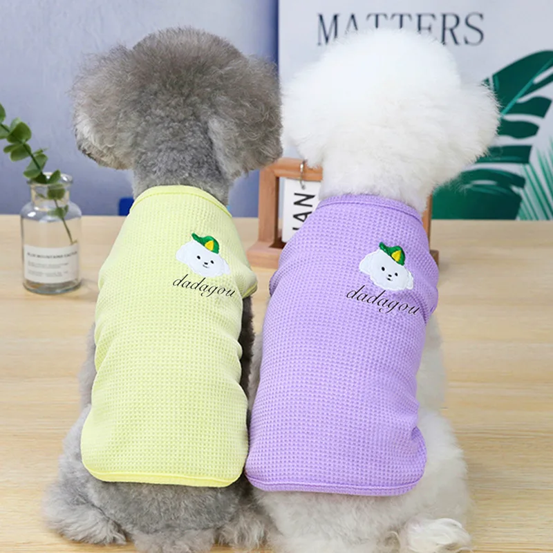 

Pet Girl Cute Clothes Summer Yellow Color Patterns Dog Clothes 100% Cotton For Puppy Small Dogs Chihuahua Dog Accessories