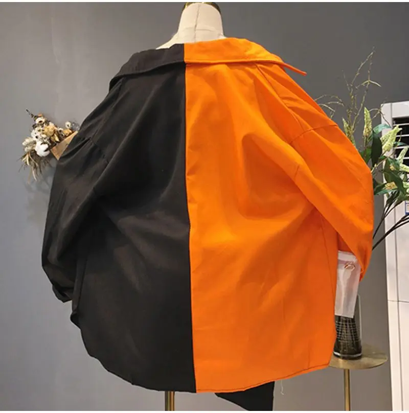 

Harajuku Oversize Patchwork Jacket Women 2019 Autumn New Arrival Outwear Coat Female Hip Hop Streetwear Loose BF Style Jackets