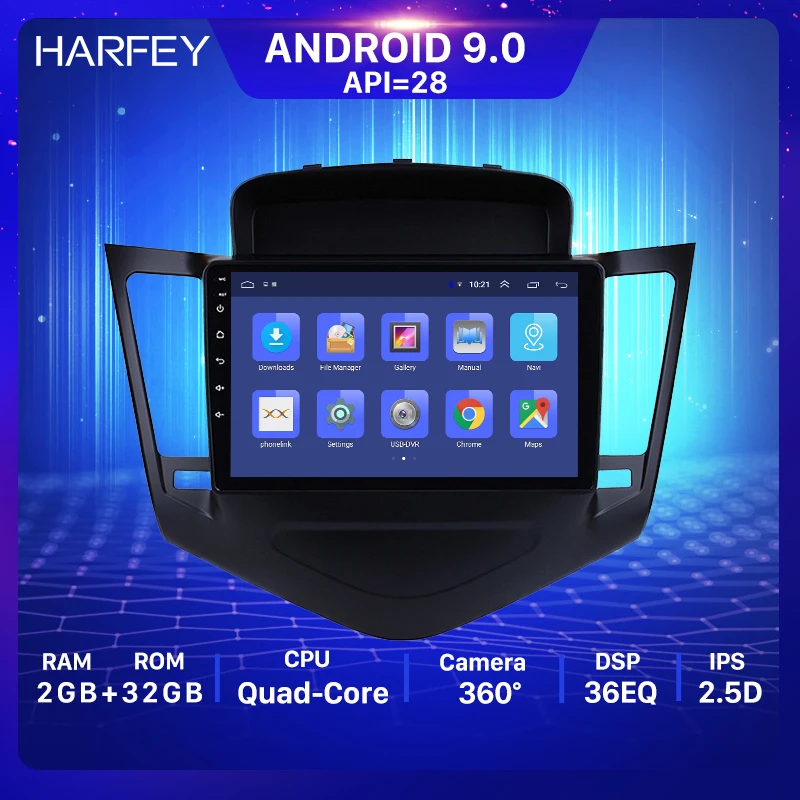 Автомобильный мультимедийный плеер Harfey 9 дюймов на Android 0 с GPS Bluetooth USB OBD2 для Chevrolet