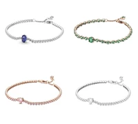authentic 925 sterling silver bracelet sparkling rose heart pave tennis bracelet fit women bead charm diy fashion jewelry