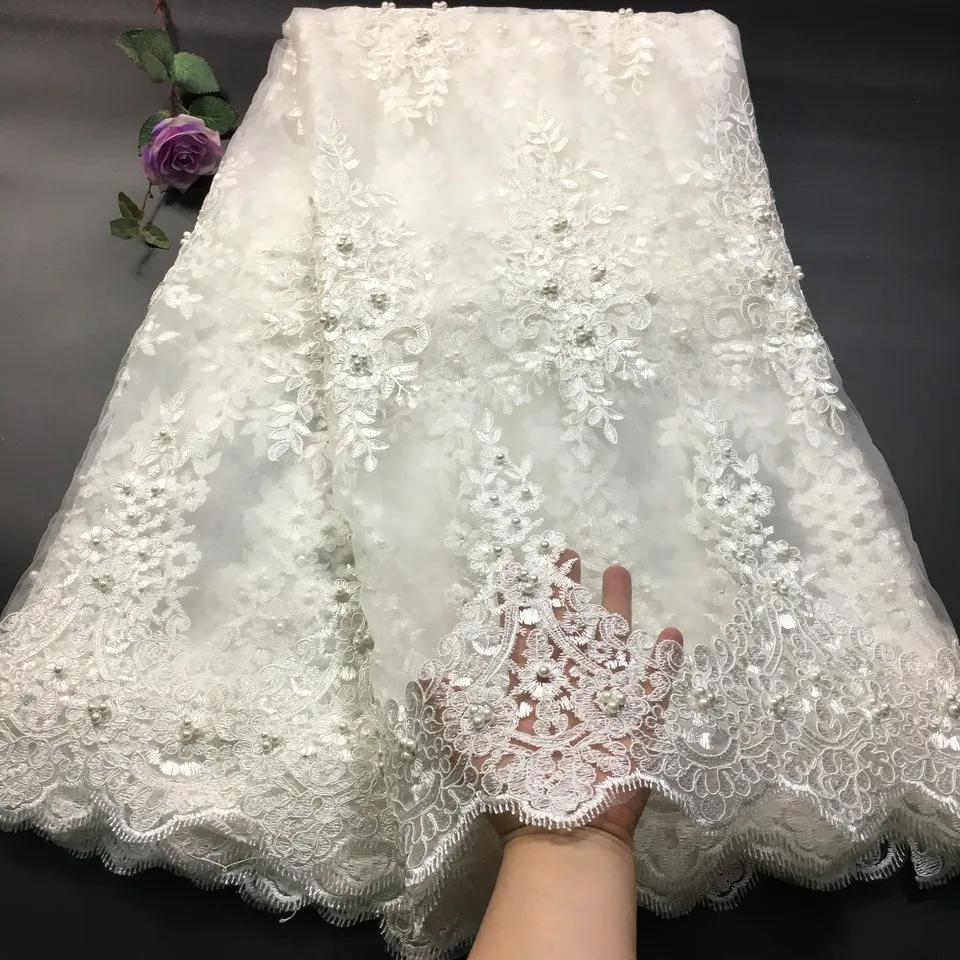 Белый кружевной ткани африканская кружевная ткань 2021 высокое качество кружева с