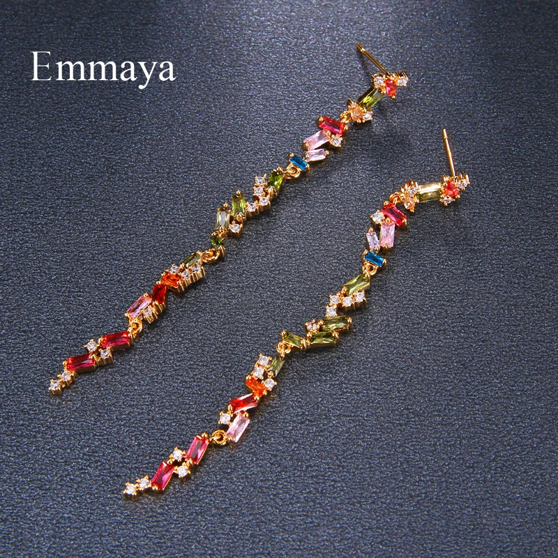 Женские длинные серьги Emmaya очаровательные дизайнерские радужной расцветки с
