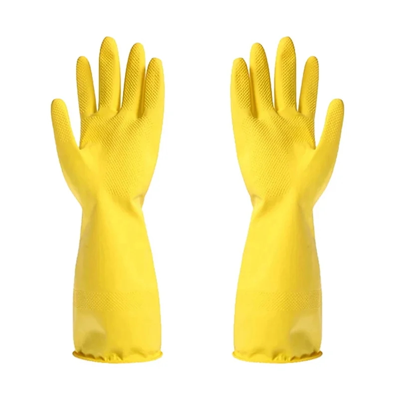 

2 Pair Household Long Sleeve Glove Kitchen Antiskid Waterproof Rubber Dishwashing Gloves Dust Stop Cleaning Glove