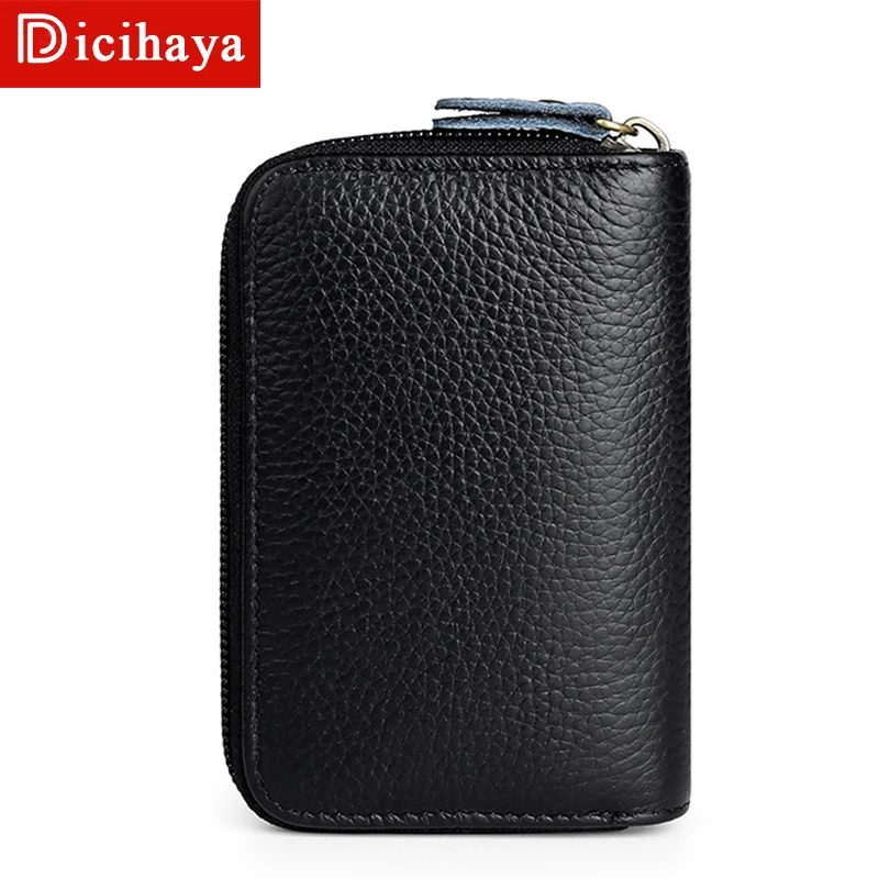 Genuine Leather Men & Women Mini Short Wallet Cow Coin Purse Solid Card Holder Accordion Slots Double Zipper Pocket | Багаж и сумки