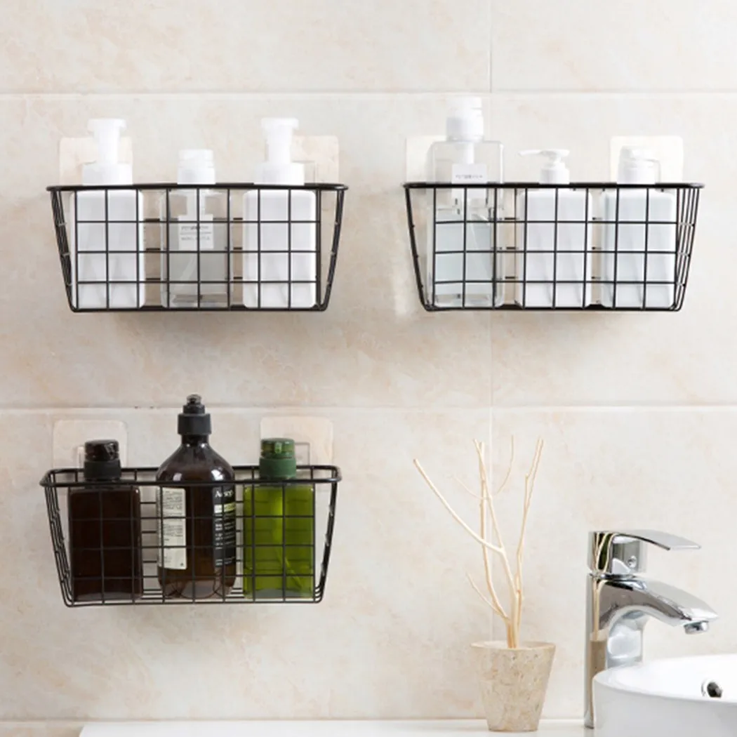 

Wrought Iron Kitchen Seasoning Storage Basket Storage Basket PET+SEBS+PS+ Wrought Iron Bathroom With Hook
