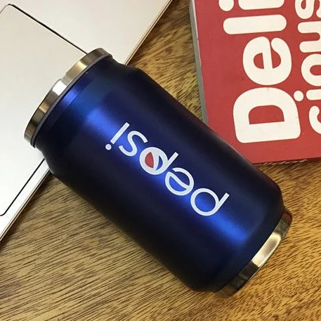 Blue pepsi Креативная модная термоизоляционная вакуумная колба из нержавеющей стали бутылка для напитков с соломенной щеткой термос герметичный на заказ - Цвет: Blue pepsi