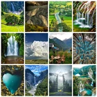 Алмазная 5D картина по номерам сделай сам, полная вышивка квадратными стразами, вышивка крестиком, мозаика Водопад, пейзаж, зимний Декор для дома