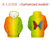 trendy men women hoodies neon gradient color printed butterfly 3d hoodies sweatshirts harajuku custom made butterfly hoodie tops