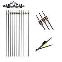 12 pcs mixed carbon arrow with 2 shield shape natural feather 900 spine 6mm od arrow shaft for recurve compound bow hunting