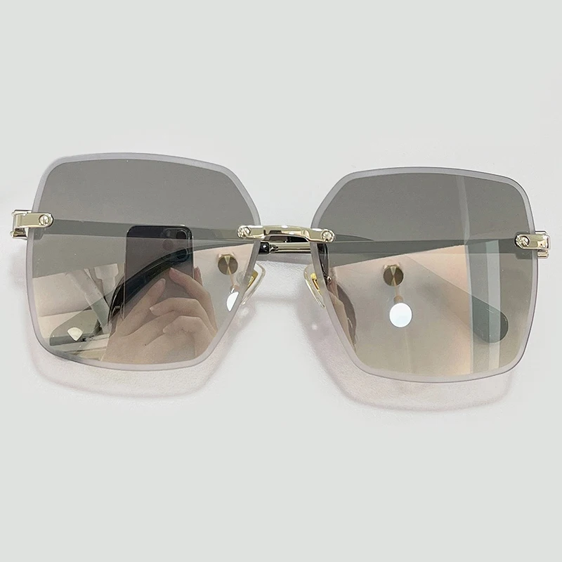 

Black Rimless Oversized Sunglasses Women Big Colorful Sun Glasses Female Mirror Oculos Unisex Gradient Shades