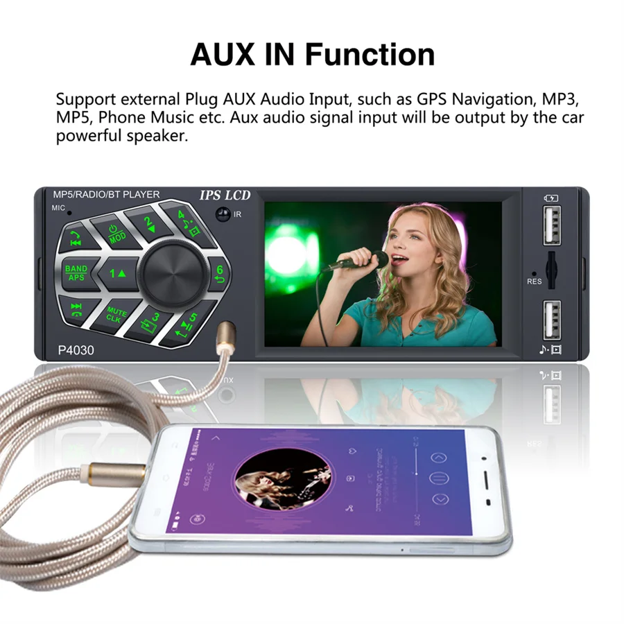 

Car 3.8" IPS Screen Bluetooth RMVB/MP5/Radio/Bluetooth Player FM Radio Support Micophone