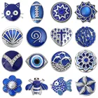 5 шт.лот, ювелирные изделия с синими кристаллами, 18 мм, кнопки, цветок, кот, пчела, рыба, дельфин, кресты, подходят для 20 мм, 18 мм, браслет, браслеты