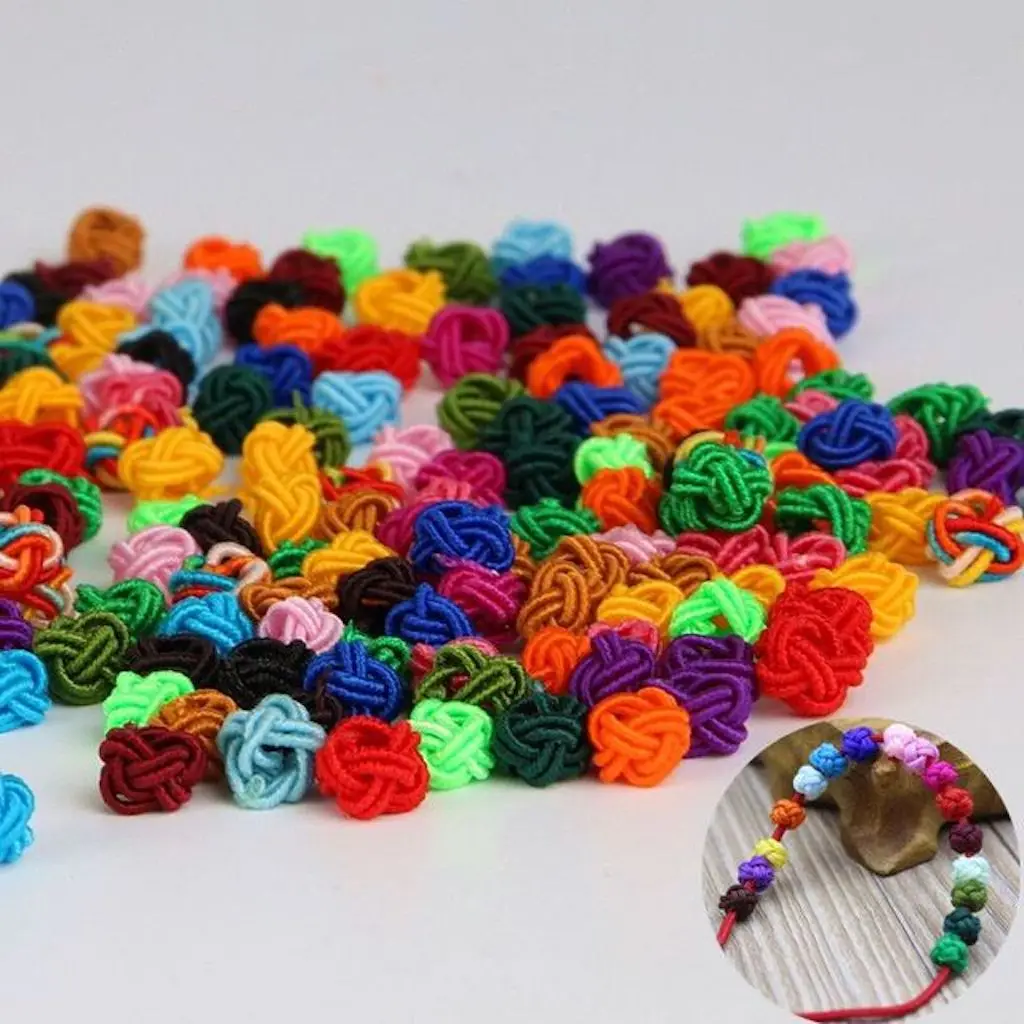 Бусины-пуговицы веревочные цветные 80 шт. 6 мм |