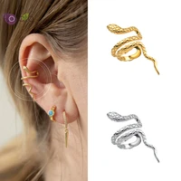24k gold platedsilver cute animal snake shaped clip on earrings length 24mm european american style fashion for women jewelry