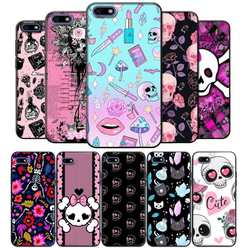 

Pink Cat Skull Sorceress Witch Phone Case for Samsung s21 ultra S7 edge s8 s9 s10 S20 plus lite S10E note 10 20 pro coque