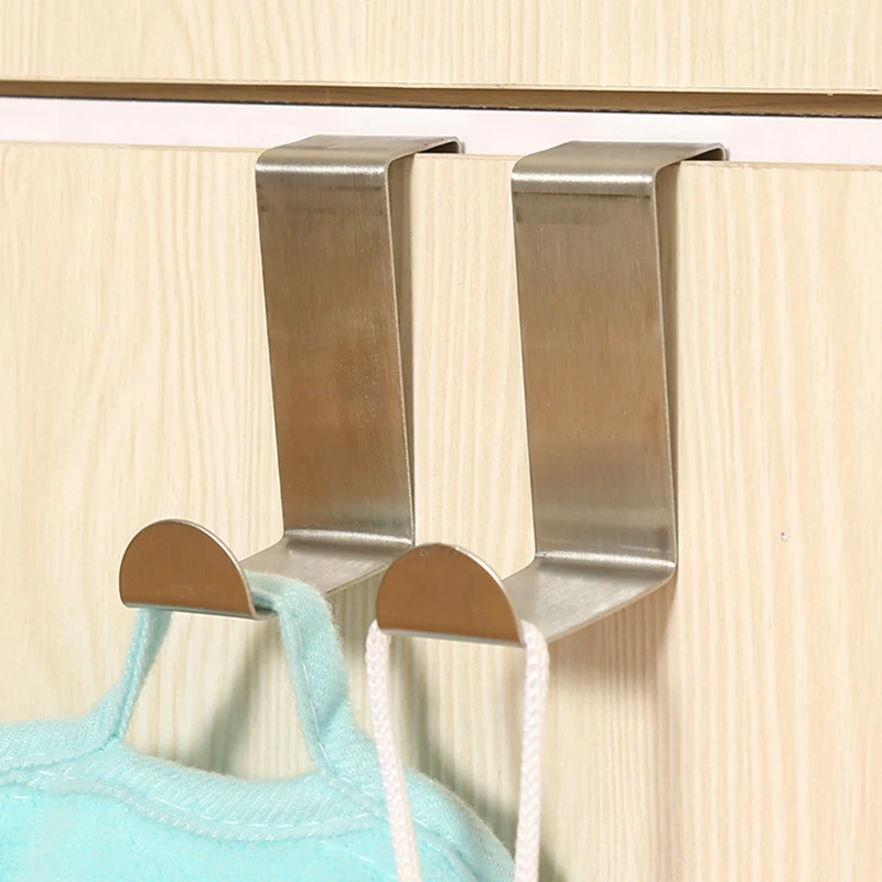 

2Pcs Cabinet Clothes Bags Home Storage Hanger Door Hooks Stainless Steel Self Home Kitchen Coat Drawer Wall Holder Hook