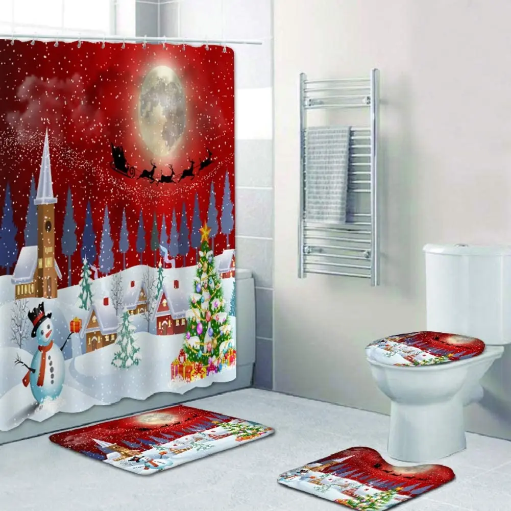 

Задняя крышка и коврик для ванной с надписью «Merry Christmas»
