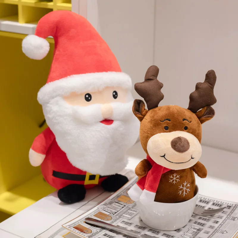 

3pcs a Set Cartoon (Santa Claus with Deer with Snowmen) Doll Plush Toys Children's Christmas Gifts Customization