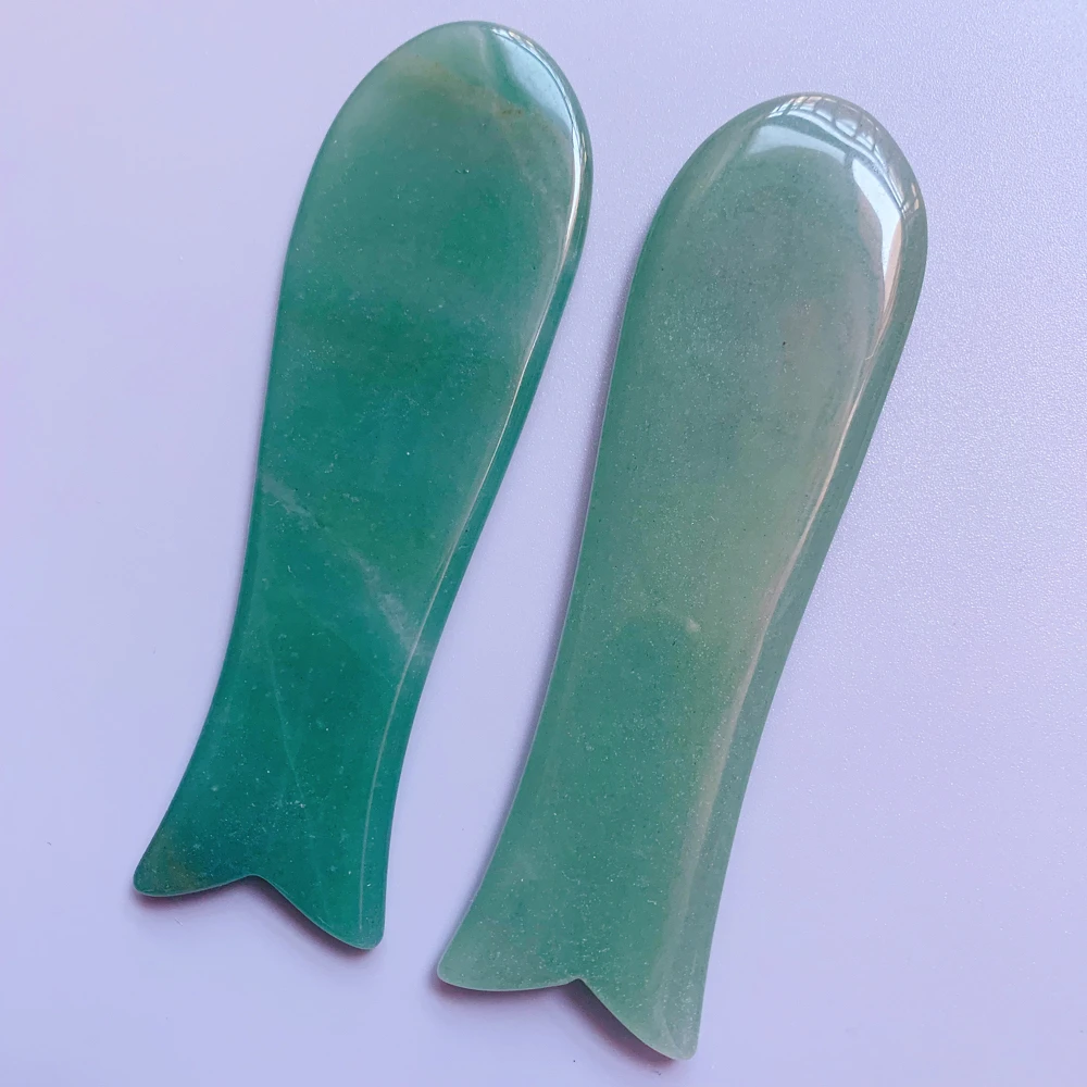 Массажер гуаша для лица камень из нефрита в форме рыбы инструмент массажа ручной