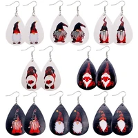 pu leather christmas dwarf earrings for women 2021 new christmas jewelry gifts wholesale