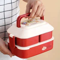 korean ins childrens lunch box rabbit double layer grid student lunch box portable large capacity microwave oven lunch box