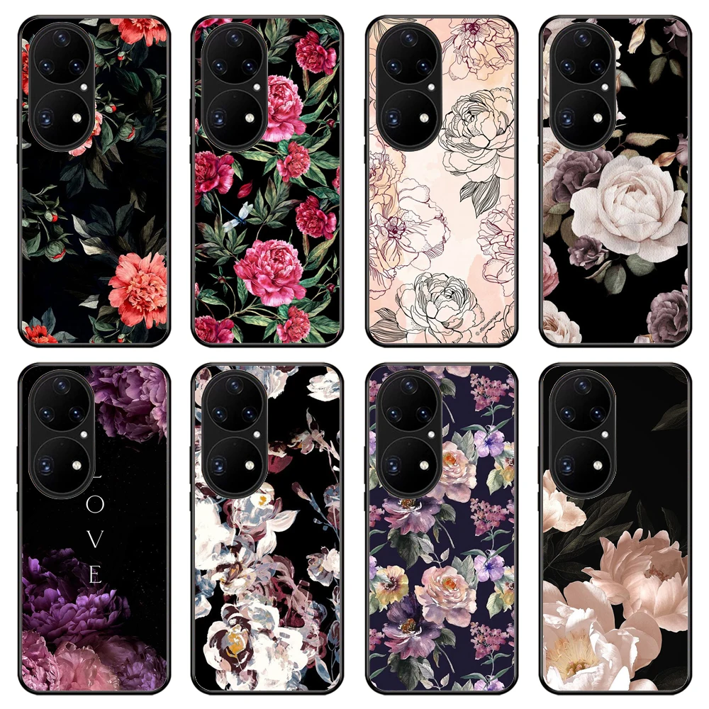 

Pivoine Phone Case For Huawei P30 P40 P50 Pro Mate 40 40PRO HONOR 50 50Pro 50SE Non-Slip Frame Phone Case