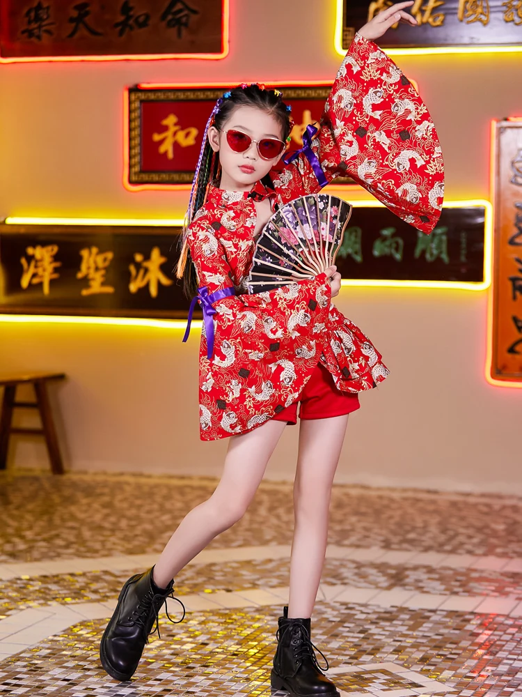 New Chinese Style Kids Catwalk Show Performance Costume Girls Jazz Clothes Children Hip Hop/Modern/Street Dance Outfit | Тематическая