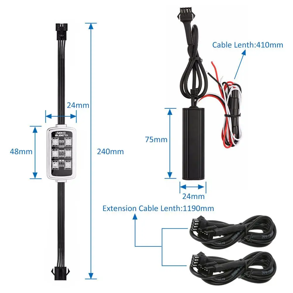 

50W Car Led Bulb Tail Lights For 6 RGB Car Motorcycle 36 LED Brake Light Turn Signal Reverse Lamp Parking Atmosphere Lamp
